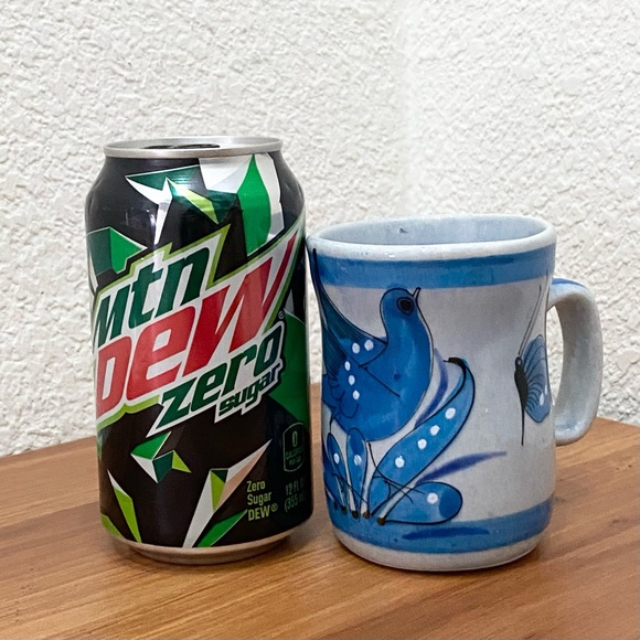 Vintage TONALA Pottery Mexico Blue Bird & Butterfly Mug - Picture 7 of 13